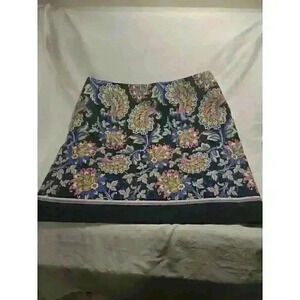 Talbots Skirt Blue Purple Pink Floral Paisley Lined Mini Cotton Stretch Size 14P
